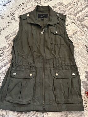 Banana Republic Olive Green Utility Vest with Front Zip